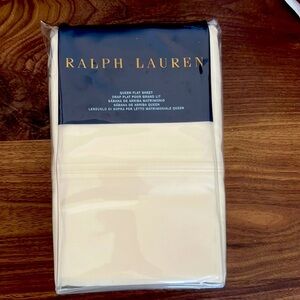 Ralph Lauren One Queen Flat Sheet RL-464 Solid Percale Cream 100% Cotton